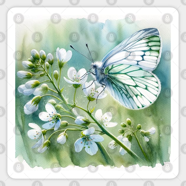 Green Hairstreak - Watercolor Butterfly Sticker by Aquarelle Impressions